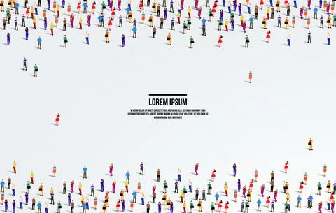 A large group of people on a white background. Aerial view of people crowd. Stock Illustration
