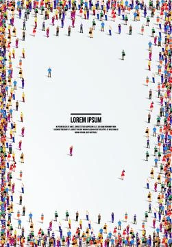 A large group of people on a white background. Aerial view of people crowd. Illustrazione stock