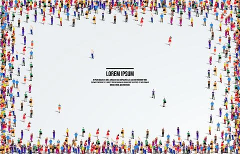 A large group of people on a white background. Aerial view of people crowd. Stock Illustration