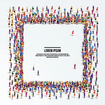 A large group of people on a white background. Aerial view of people crowd. Stock Illustration
