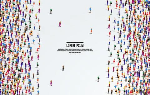 A large group of people on a white background. Aerial view of people crowd. Stock Illustration