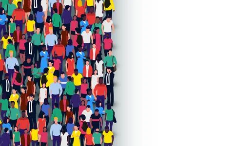 Large group of people on white background. People crowd concept. Stock Illustration