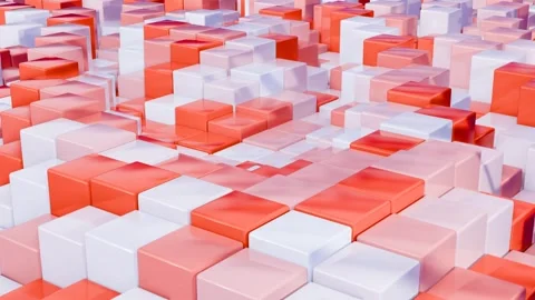 A large group of red and white cubes loop animation Stock Footage 276493511