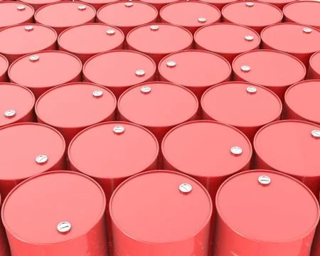 Large group of red barrels Stock Illustration