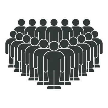 Large Group of Simplified Human Figures in Silhouette Stock Illustration