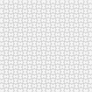 Large group of small white jigsaw puzzle pieces. 3D illustration Stock Illustration