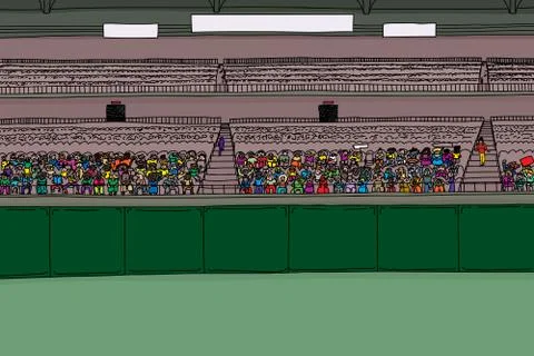 Large Group of Spectators in Stadium Stock Illustration