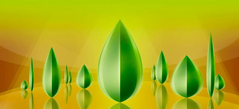 A large group of three-dimensional abstract bay leaf shapes Stock Illustration