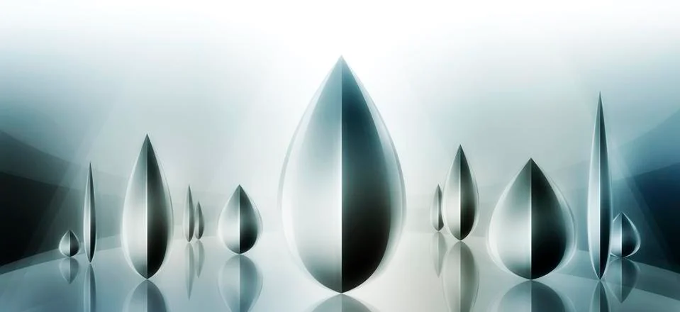 A large group of three-dimensional abstract bay leaf shapes Stock Illustration