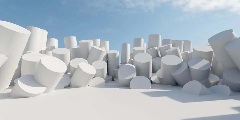 Large Group of white Objects on Metal Surface under sunny sky environment Stock Illustration