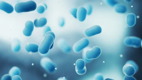 Large groups of bacterium with blue background, 3d rendering. Stock Footage 346671672