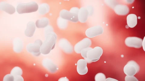 Large groups of bacterium with red background, 3d rendering. Stock Footage 346735379