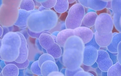 Large groups of germs with purple background, 3d rendering. Stock Illustration