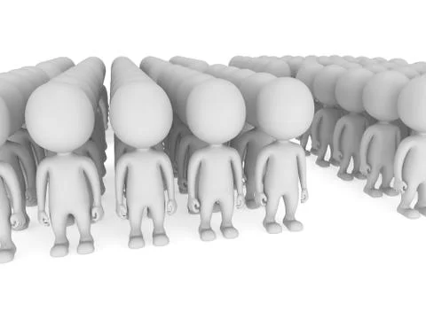 A large groups of people stand on white Stock Illustration