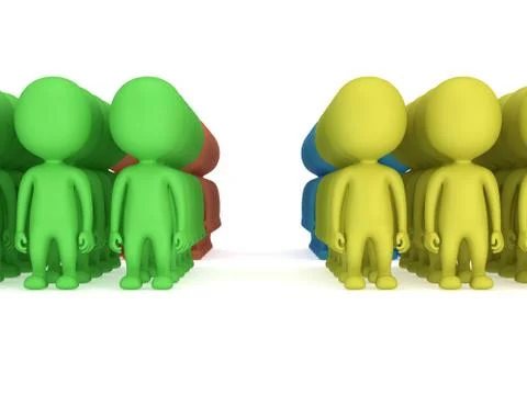 A large groups of people stand on white Stock Illustration