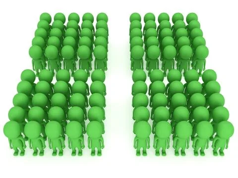 A large groups of people stand on white Stock Illustration