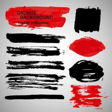 Large grunge elements set. Brush strokes, banners, borders, splashes, splatters 스톡 일러스트