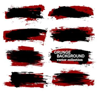 Large grunge elements set. Brush strokes, banners, borders, splashes splatt.. イラスト素材