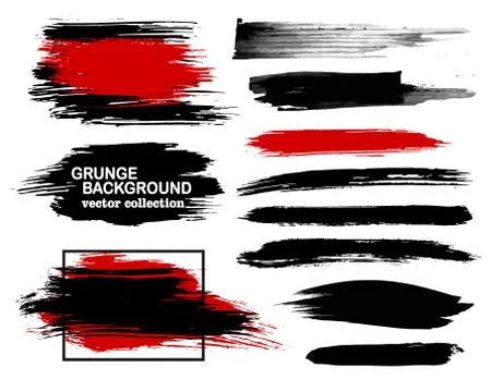 Large grunge elements set. Brush strokes, banners, borders, splashes, splatters イラスト素材