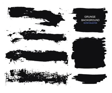 Large grunge elements set. Brush strokes, banners, borders, splashes splatt.. Stock Illustration