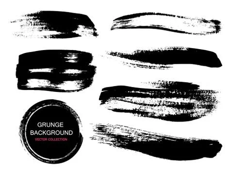 Large grunge elements set. Brush strokes, banners, borders, splashes splatt.. Stock Illustration