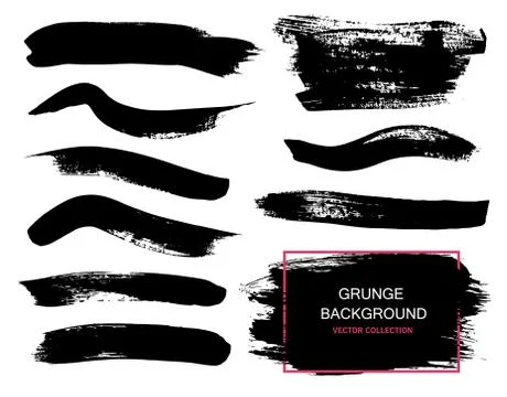 Large grunge elements set. Brush strokes, banners, borders, splashes splatt.. Illustrazione stock