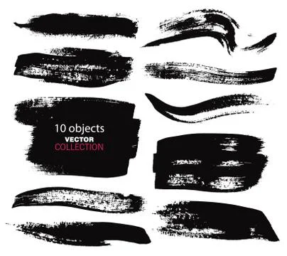 Large grunge elements set. Brush strokes, banners, borders, splashes splatt.. Illustrazione stock