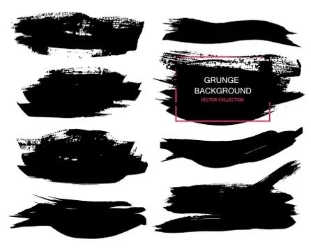 Large grunge elements set. Brush strokes, banners, borders, splashes splatt.. Illustrazione stock