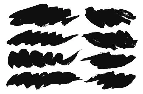 Large grunge elements set. Brush strokes, banners, borders, splashes splatt.. Illustrazione stock