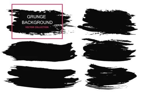 Large grunge elements set. Brush strokes, banners, borders, splashes splatt.. Stock Illustration