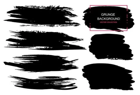Large grunge elements set. Brush strokes, banners, borders, splashes splatt.. Stock Illustration