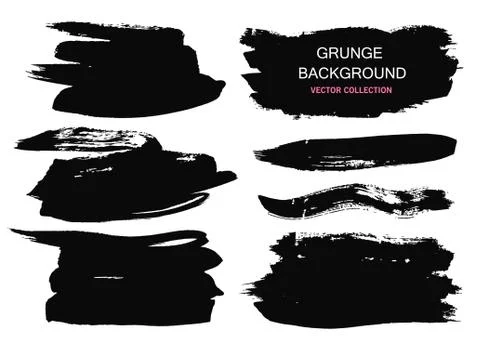 Large grunge elements set. Brush strokes, banners, borders, splashes splatt.. Stock Illustration