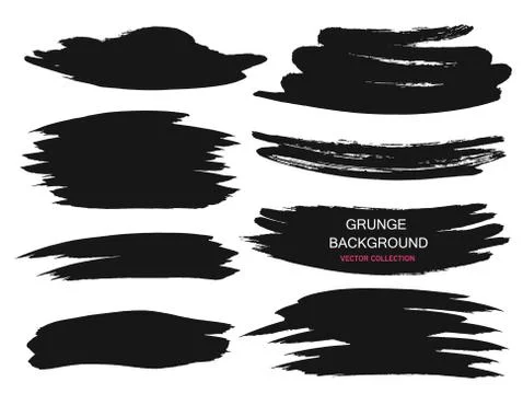 Large grunge elements set. Brush strokes, banners, borders, splashes splatt.. Stock Illustration