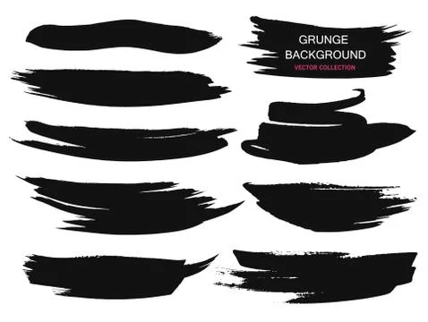 Large grunge elements set. Brush strokes, banners, borders, splashes splatt.. Stock Illustration