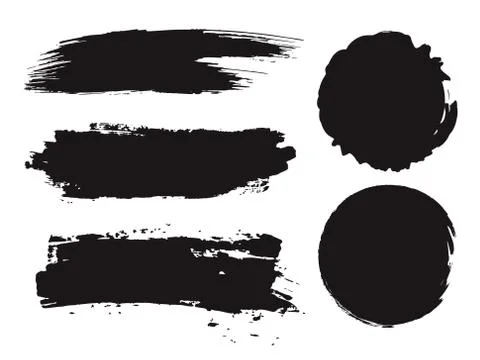 Large grunge elements set. Brush strokes, banners, borders, splashes splatt.. Stock Illustration