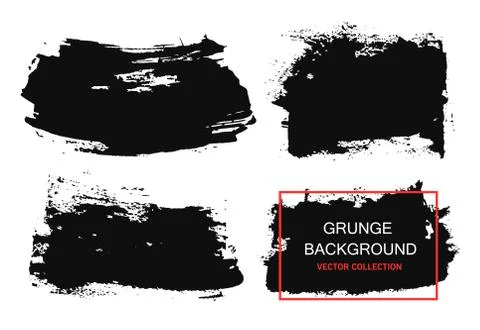Large grunge elements set. Brush strokes, banners, borders, splashes splatt.. Stock Illustration