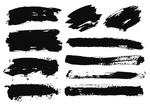 Large grunge elements set. Brush strokes, banners, borders, splashes splatt.. Illustrazione stock