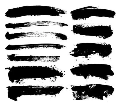 Large grunge elements set. Brush strokes, banners, borders, splashes splatt.. Illustrazione stock
