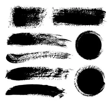 Large grunge elements set. Brush strokes, banners, borders, splashes splatt.. Illustrazione stock