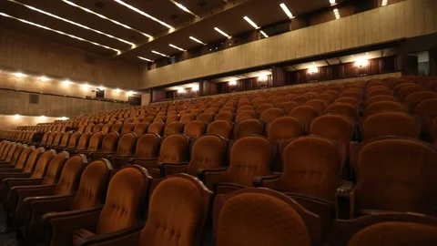 Large hall with brown chairs 5 Video stock 326665755