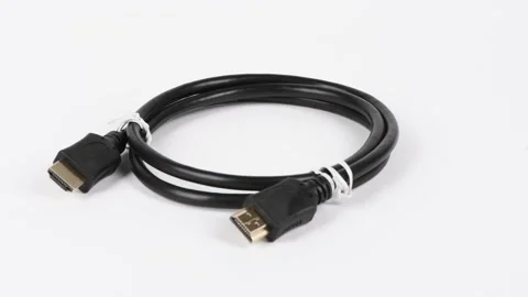 Large hdmi cable on white background. Side view. Loop motion Stock Footage 164533541