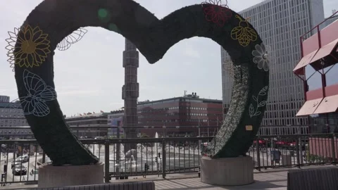 Large Heart Shaped Display on Sergel Square. Stockholm, Sweden - June 21, 2025 Stock-Footage 338087062