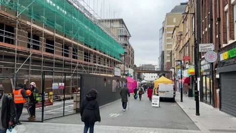 Large Henleys construction site, Surrey Street, Croydon, 4K Stock Footage 171408659