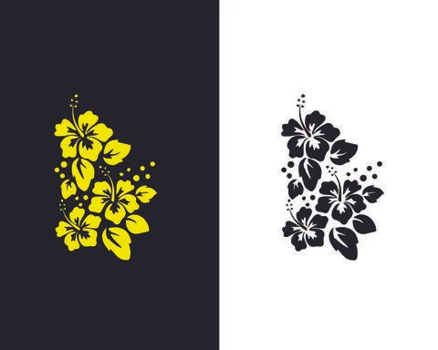 Large Hibiscus Flowers Pattern Wall Decal vector file | Editable file Stock Illustration