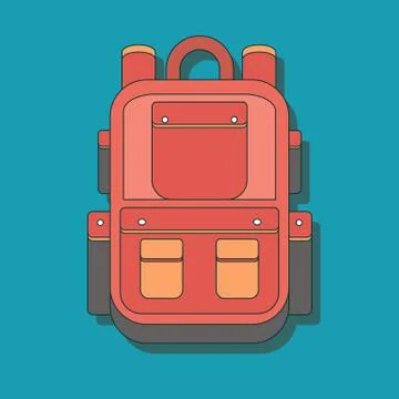 Large hiking backpack in flat design. Stockillustratie
