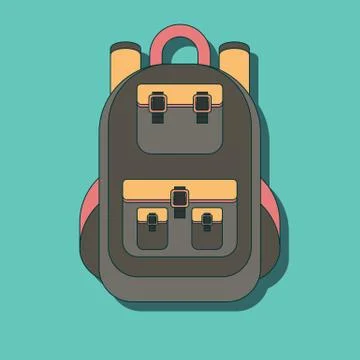 Large hiking backpack in flat design. Stockillustratie