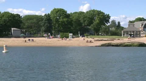 Large home with private beach along the water (2 of 2) Stock Footage 10785980