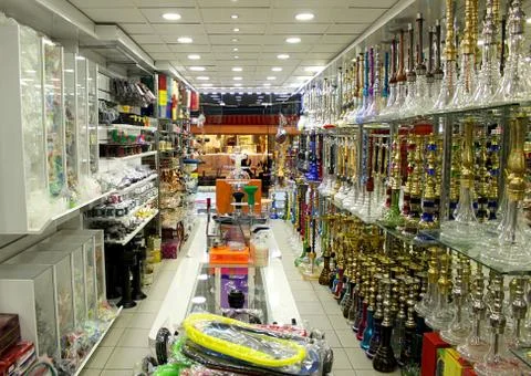 A large hookah store full of hookahs and accessories Stock Photos