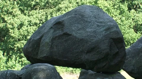 Large horizontal capstone + zoom out megalithic burial chamber or Dolmen Stock Footage 42067613