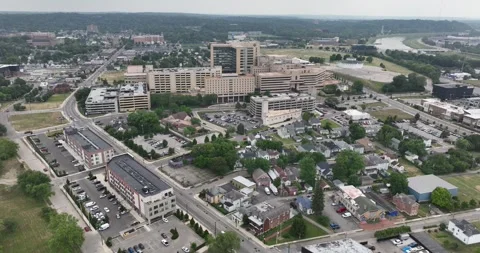Large Hospital Complex Drone Aerial View Dayton Ohio USA Stock-Footage 335794559
